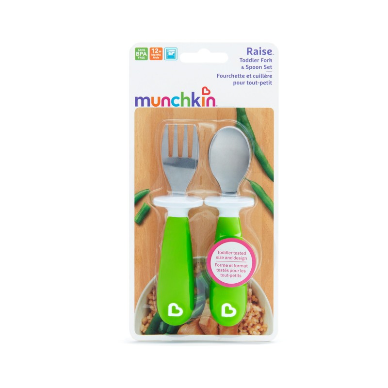 Munchkin Raise Toddler Fork & Spoon Set, 12 M+